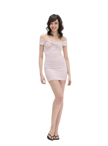 Ruched Twist Off-Shoulder Dress
