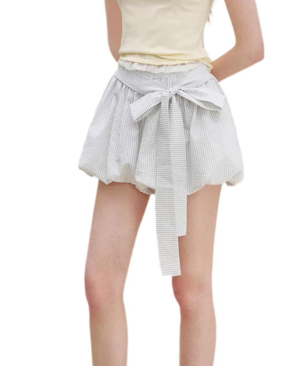 Bow Tie Elastic Waist Casual Shorts