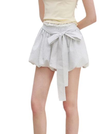 Bow Tie Elastic Waist Casual Shorts