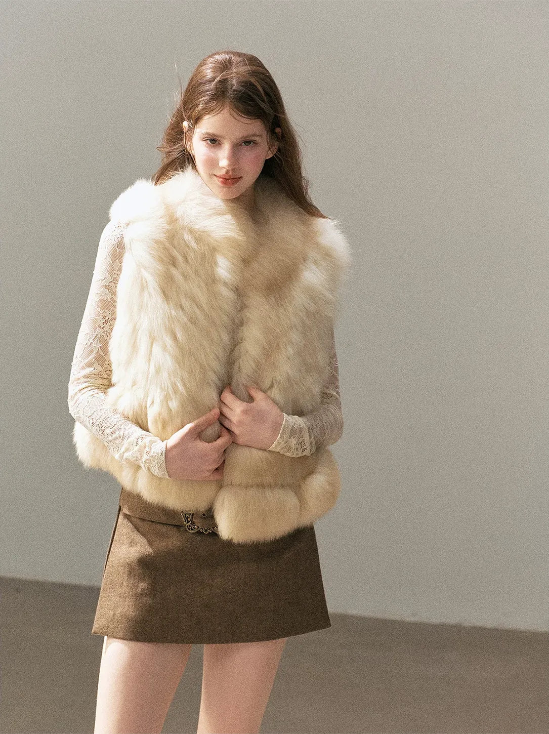 Fox Fur Stand-Collar Vest