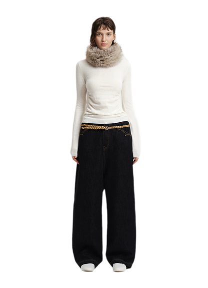 Top in maglia slim arricciato in lana
