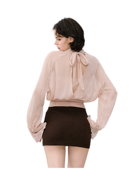 Reversible Chiffon Tie Blouse