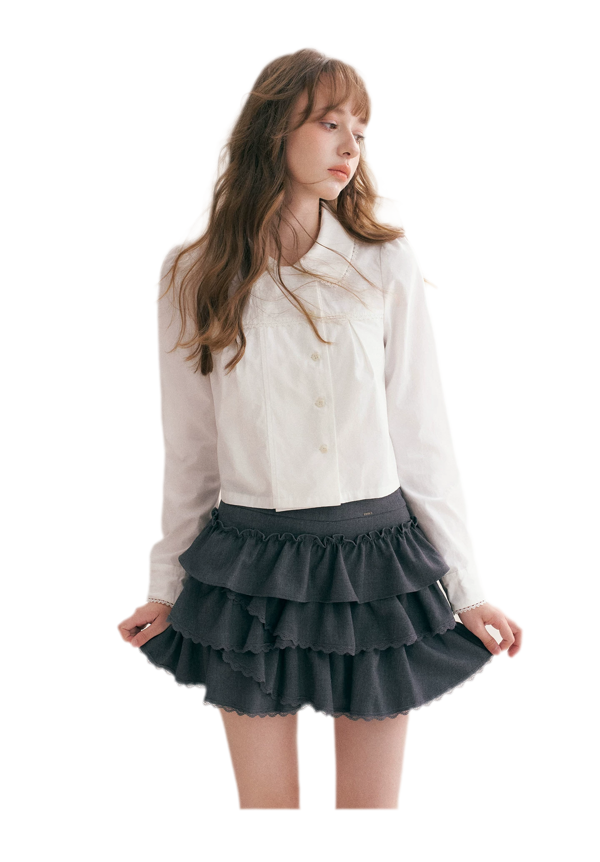 Layered Ruffle A-Line Skirt