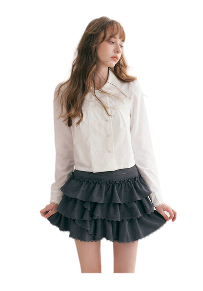 Layered Ruffle A-Line Skirt