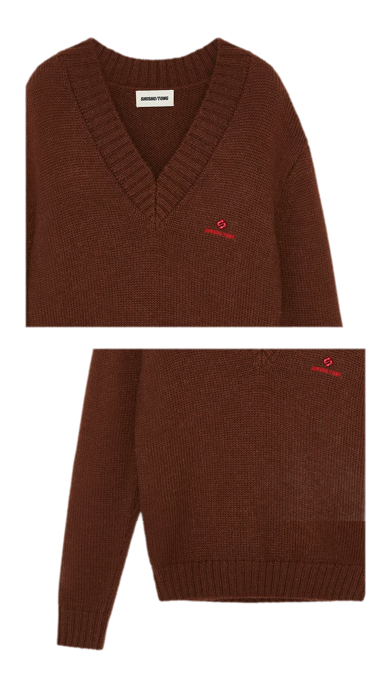Wool Ribbed V-Neck Sweater