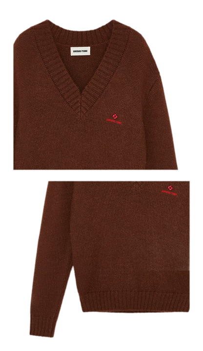 Wool Ribbed V-Neck Sweater