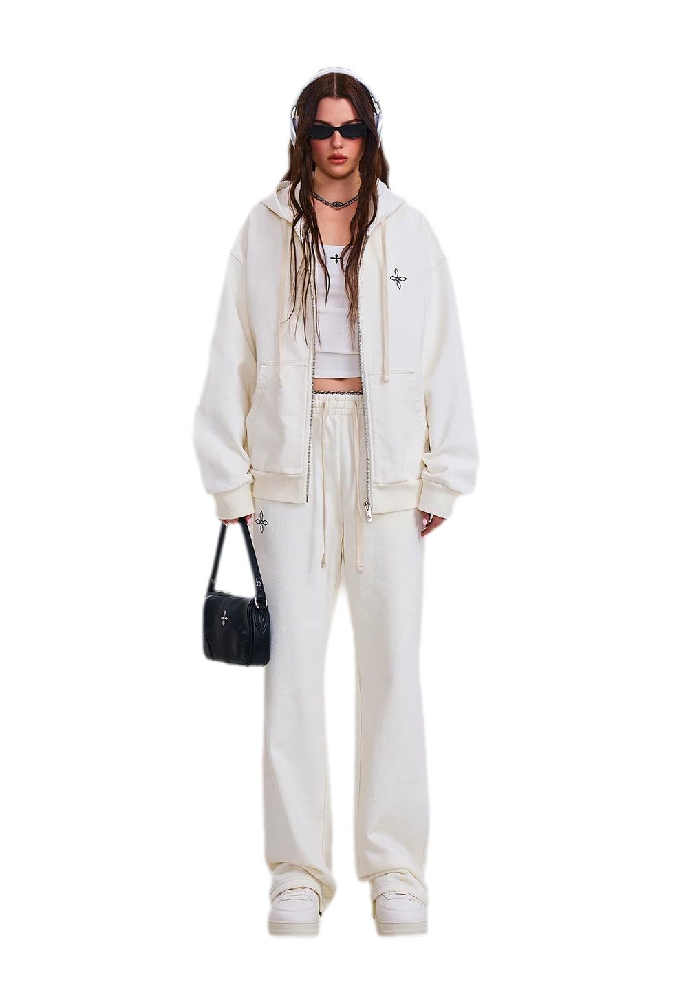 Cross Statue Oversized Zip-Up Hoodie