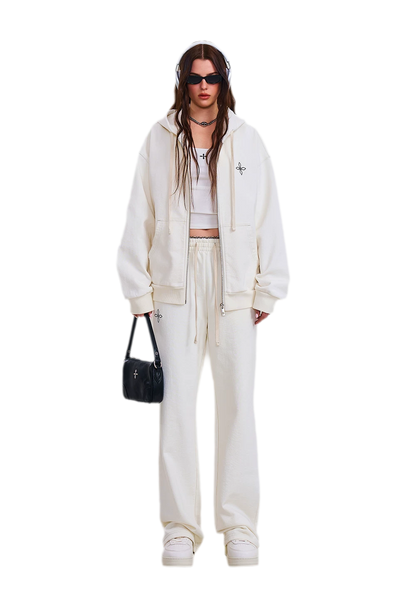 Cross Statue Oversized Zip-Up Hoodie