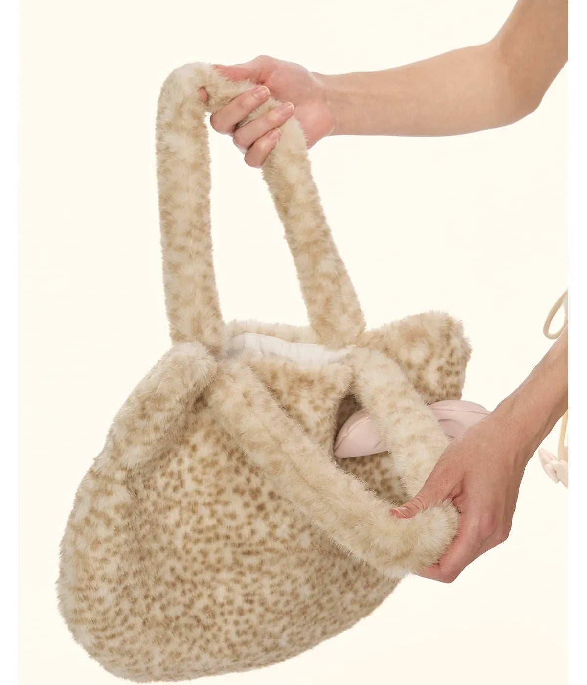 Leopard Plush Bow Shoulder Bag