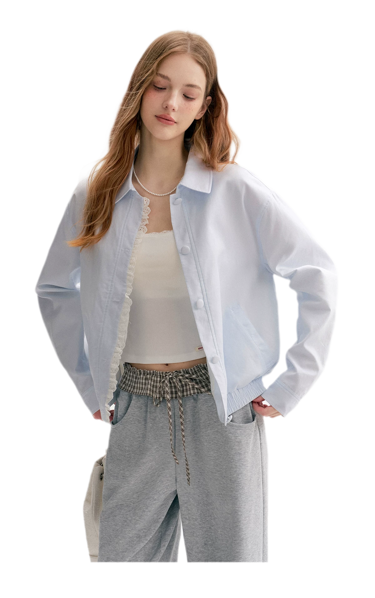 Ramie Cotton Lace-Trimmed Jacket