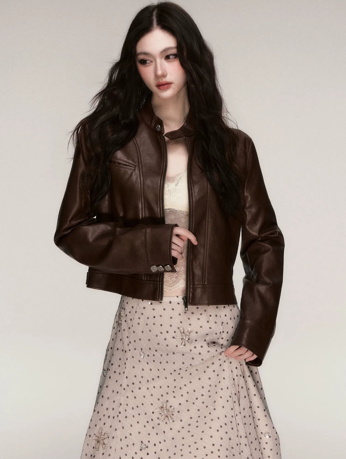 Vintage Cropped Motorcycle Jacket