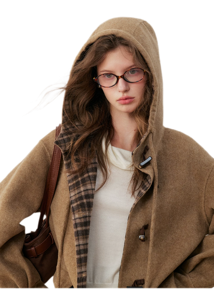 Merino Plaid Toggle Coat