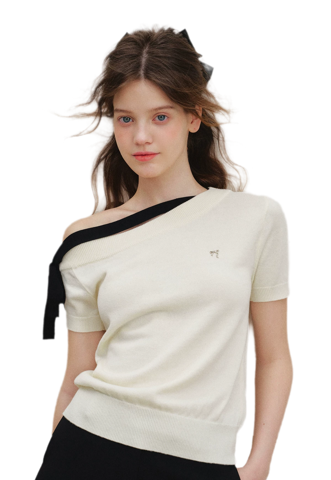 Wool Blend Bow Knit Tee