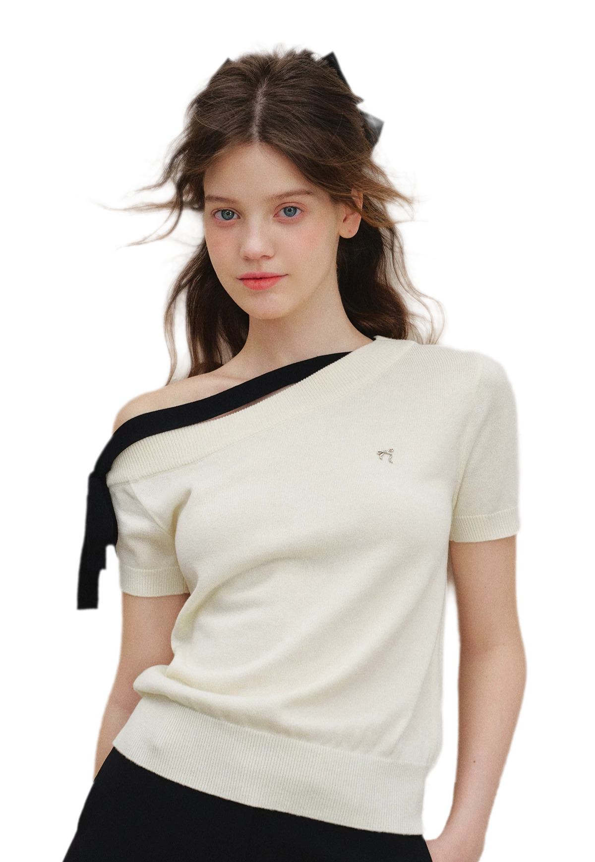 Wool Blend Bow Knit Tee