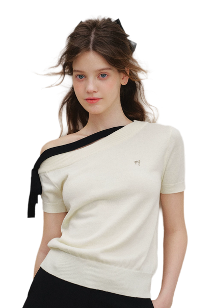 Wool Blend Bow Knit Tee