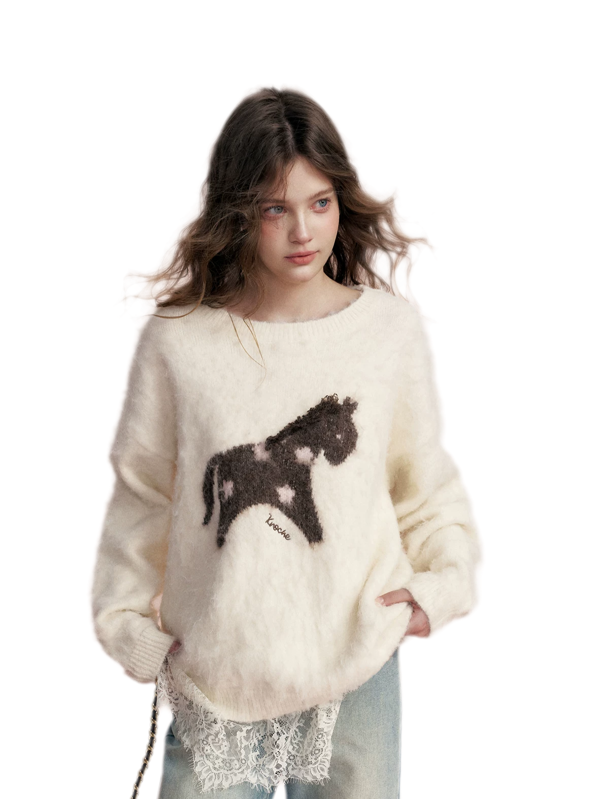 Brushed Horse Jacquard Sweater