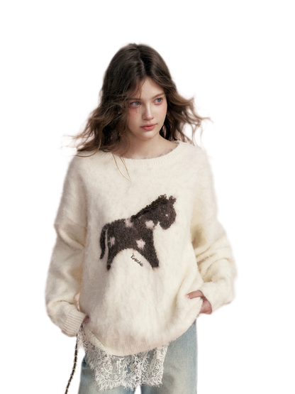 Brushed Horse Jacquard Sweater