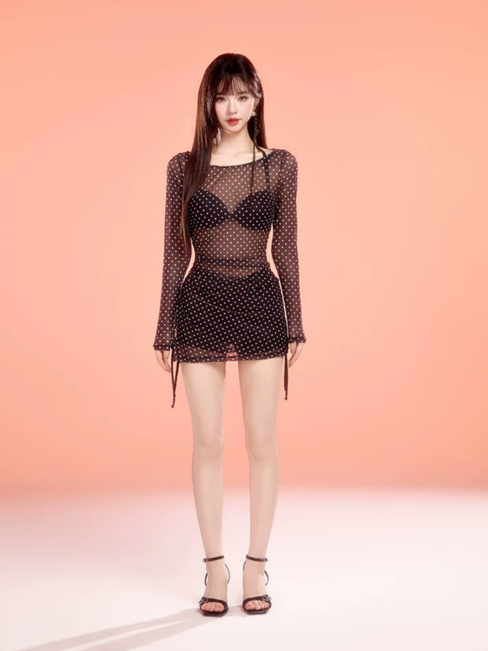 Black Polka Dot Swim Set