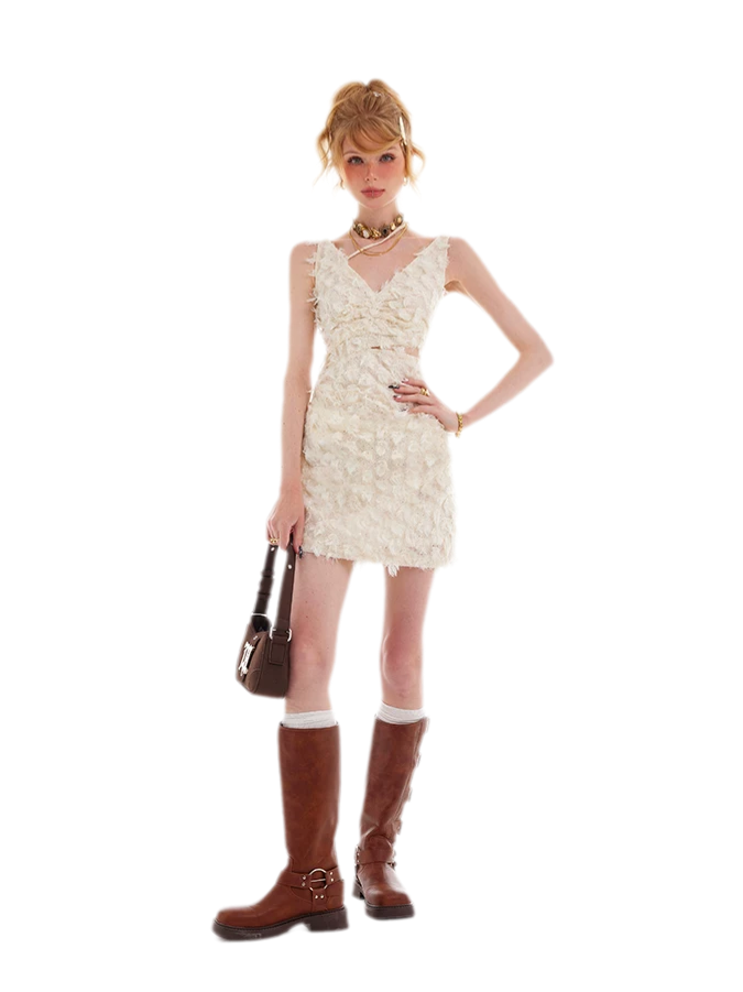 Feather Fringe Mini Dress