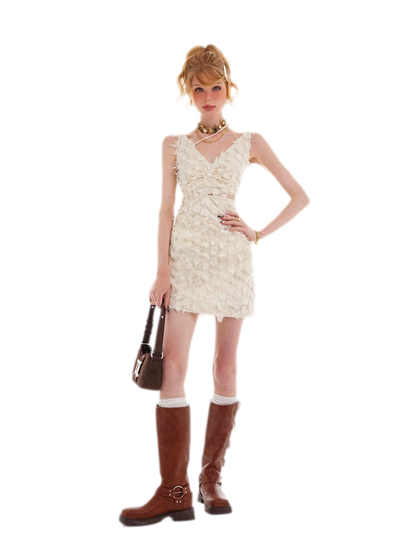 Feather Fringe Mini Dress