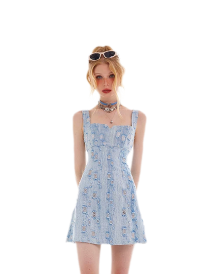 Distressed Denim Cami Dress