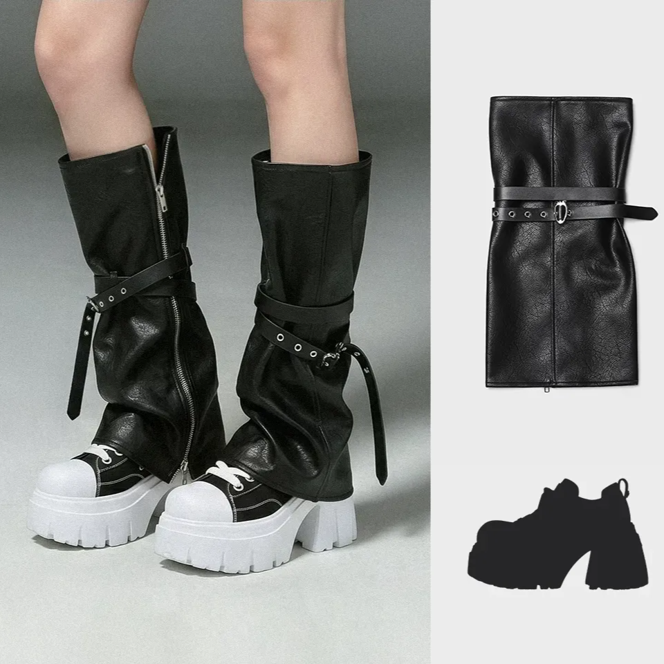 Leather-Textured Slouch Legwarmers