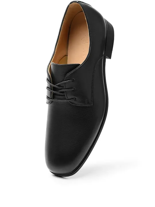 Top-Grain Leather Pointed Derby Shoes