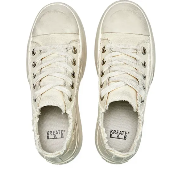 Distressed Platform Canvas Sneakers
