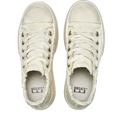 Distressed Platform Canvas Sneakers