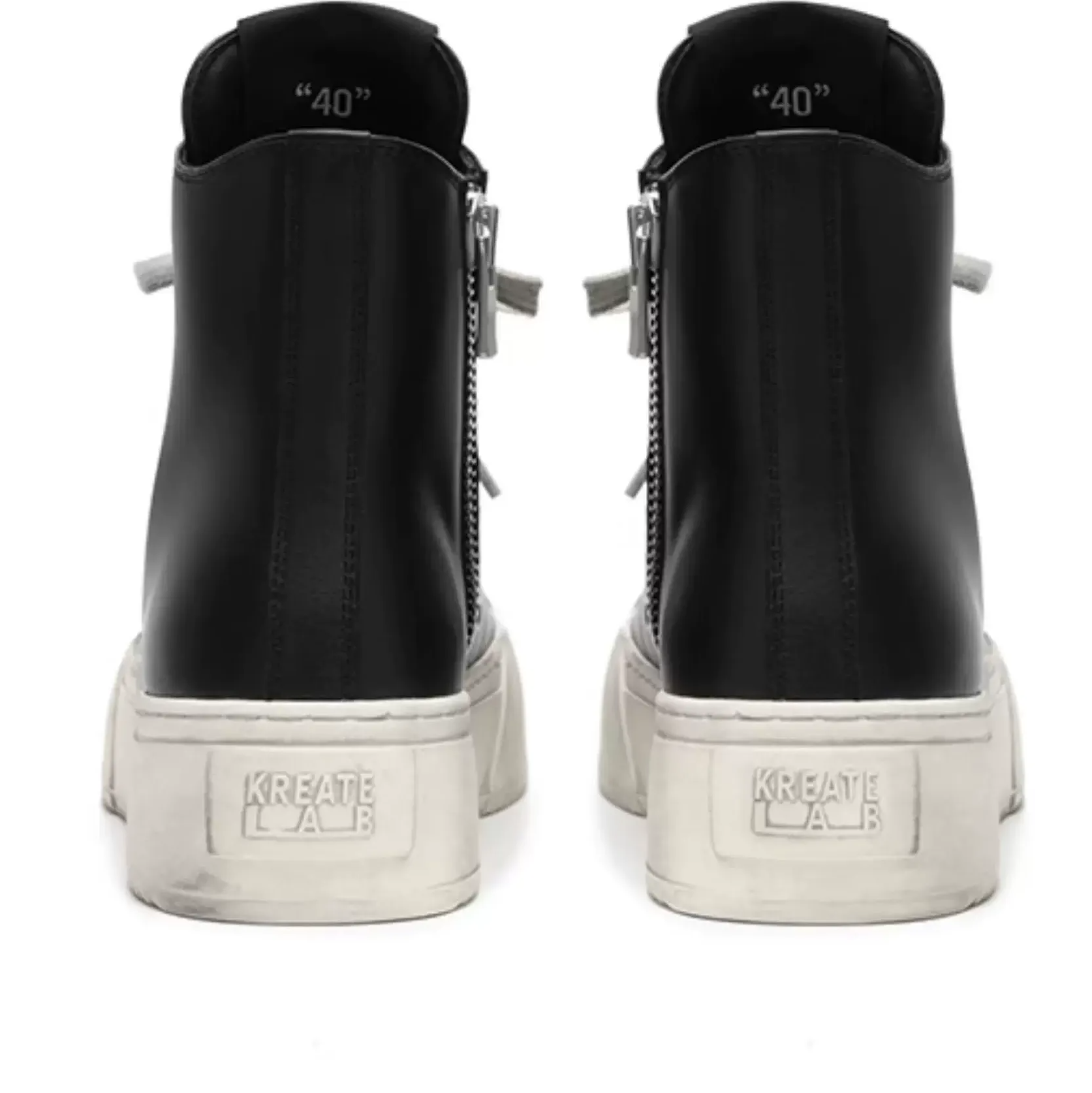 Distressed Leather High-Top Sneakers