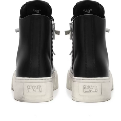 Distressed Leather High-Top Sneakers