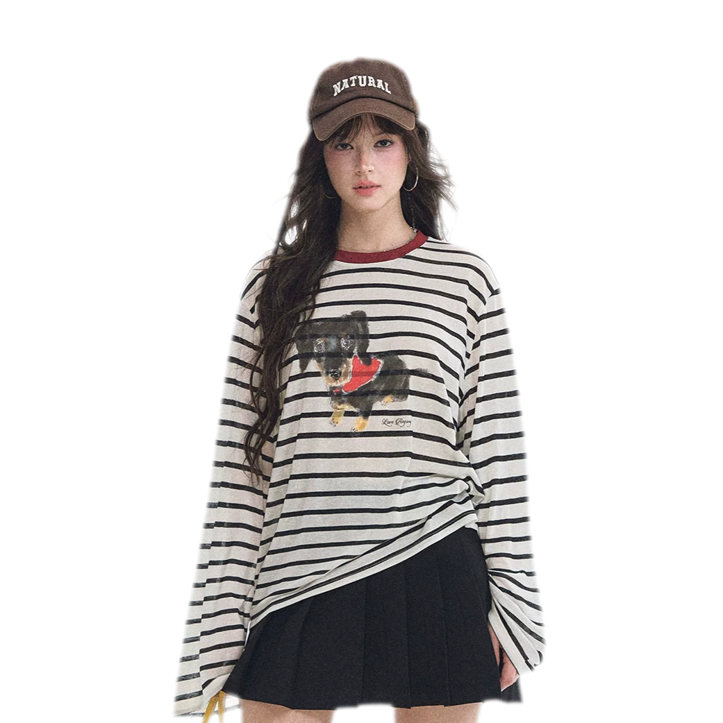 Lyocell Striped Puppy T-Shirt