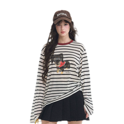 Lyocell Striped Puppy T-Shirt
