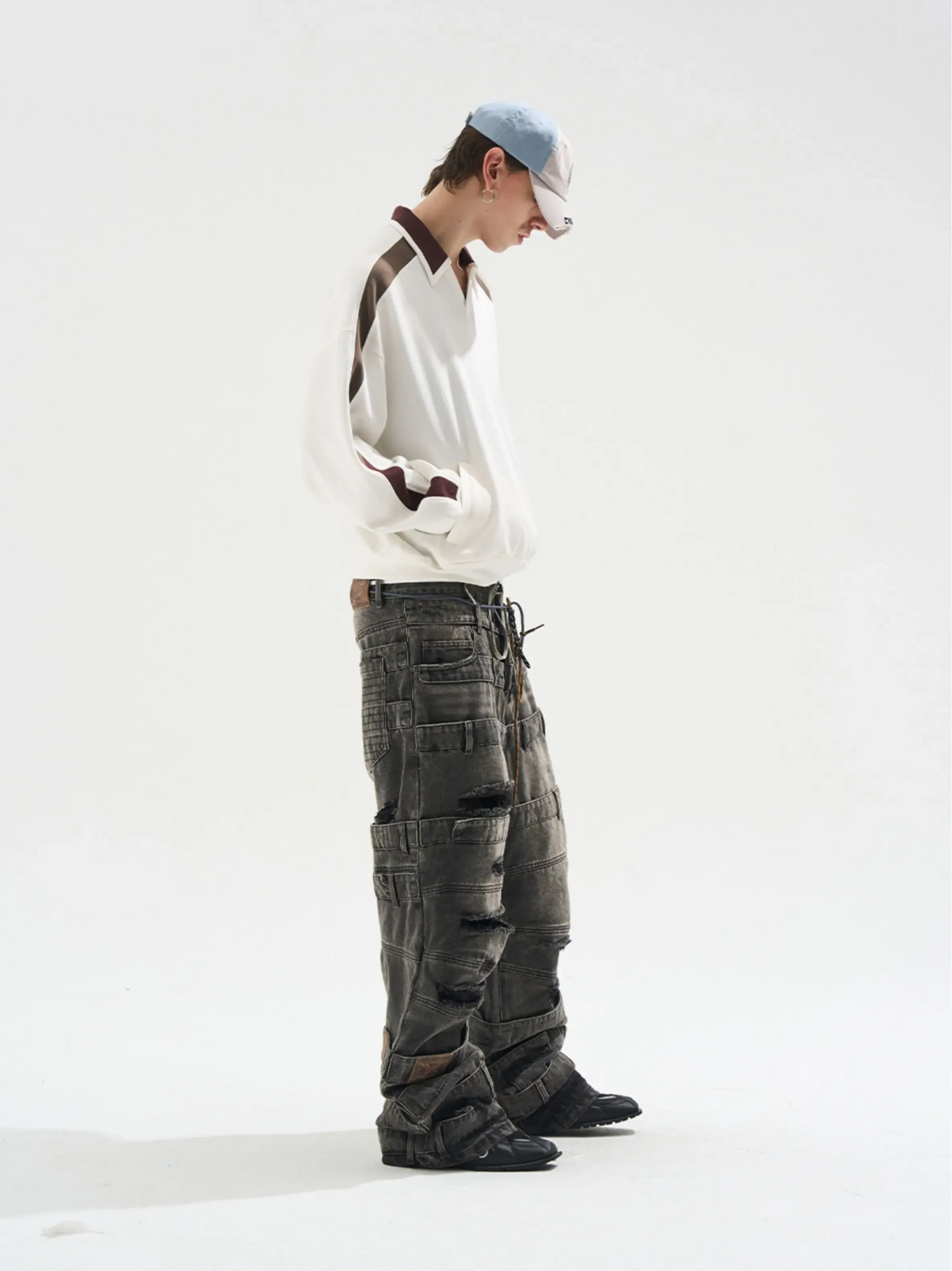 Contrast Polo Panel Sweatshirt