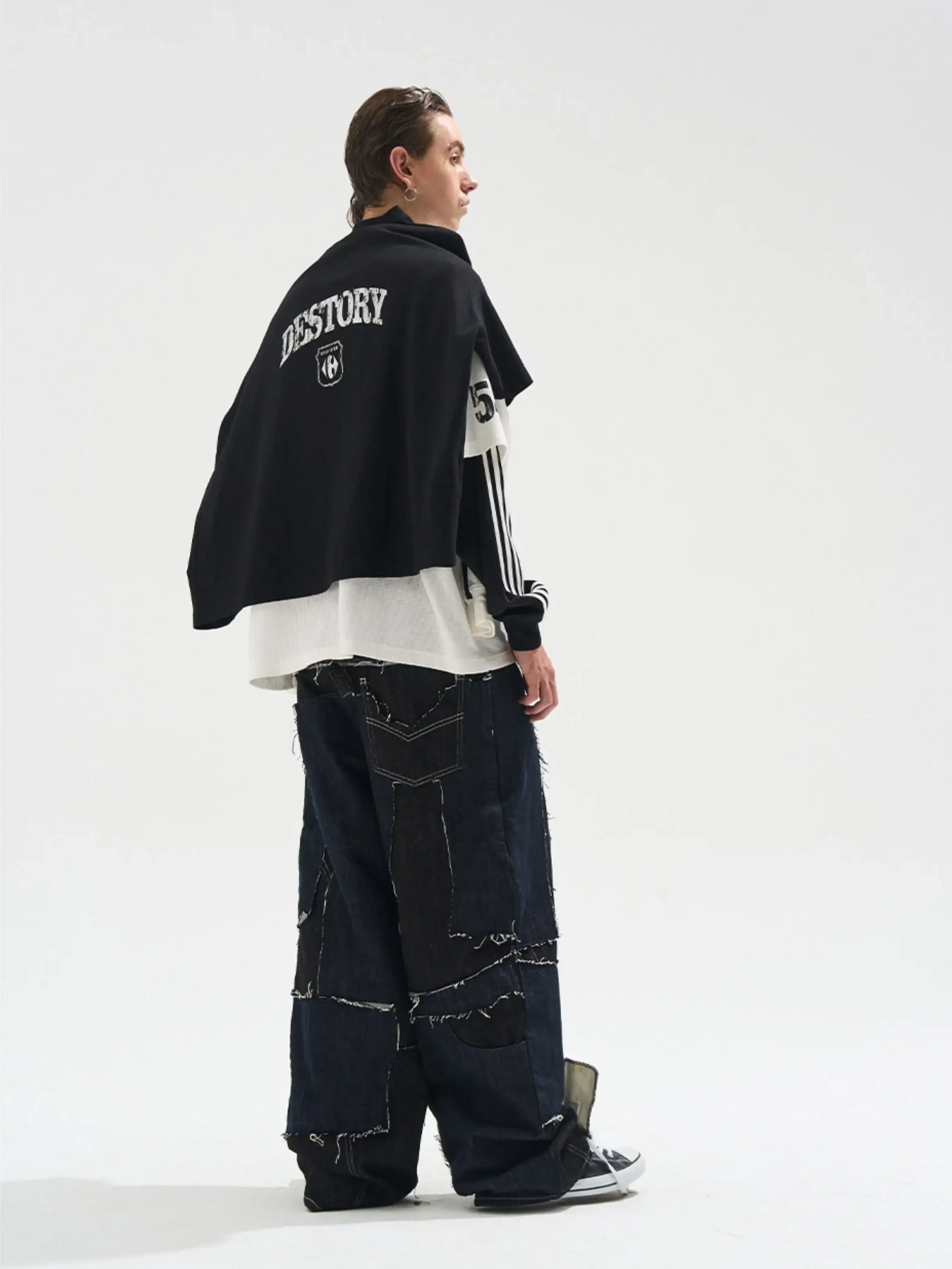 Distressed Graphic Layered Long-Sleeve Tee