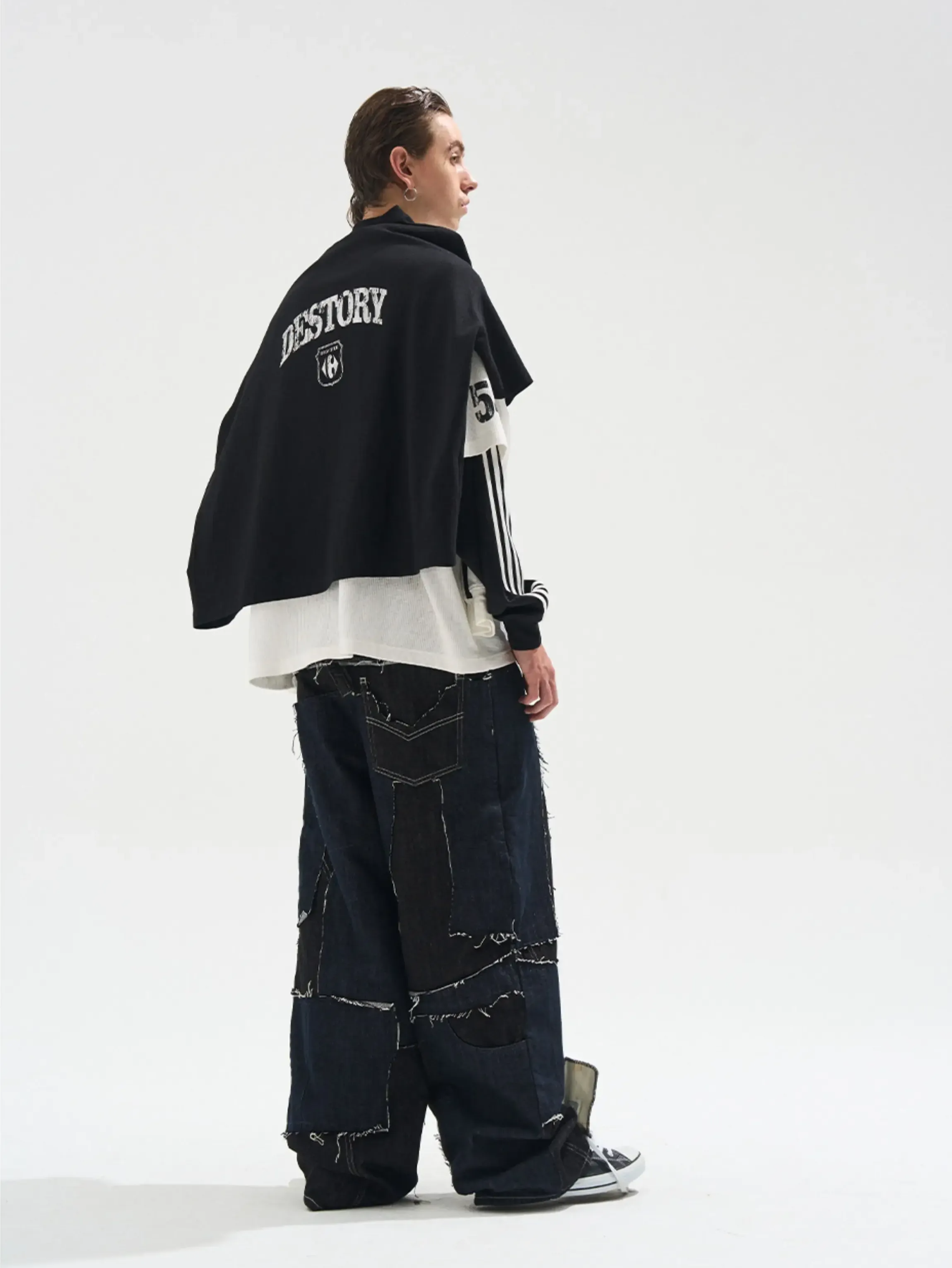 Distressed Graphic Layered Long-Sleeve Tee