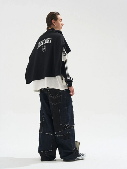 Distressed Graphic Layered Long-Sleeve Tee