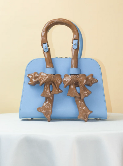 Ceramic Glossy Bow Structured Handbag