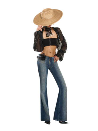 Washed Denim Multi-Belt Jeans