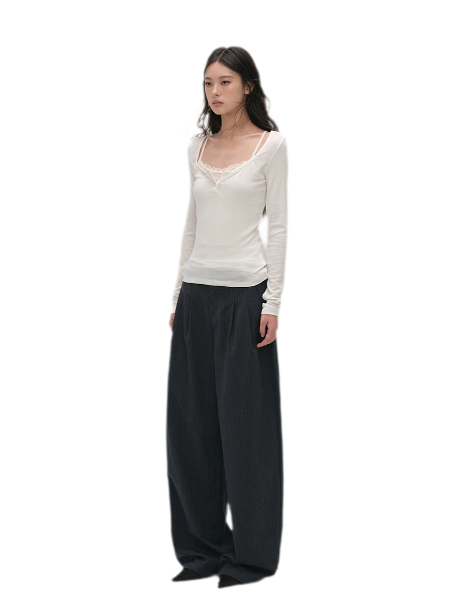 Lace Trim Fitted Top