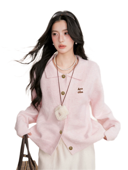 Wool Blend Collared Knit Set