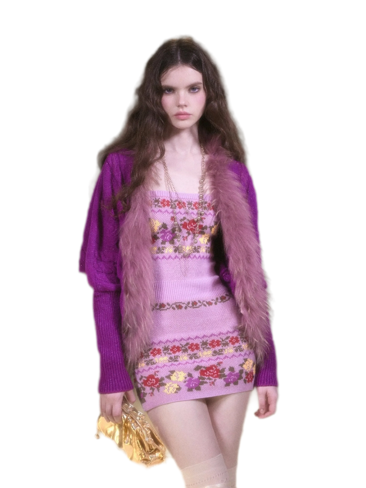 Robe pull rose Fair Isle