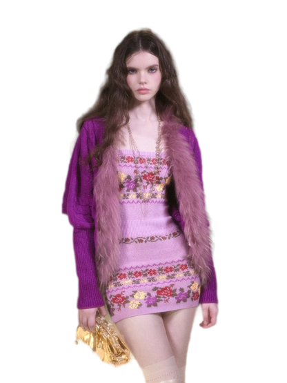 Robe pull rose Fair Isle
