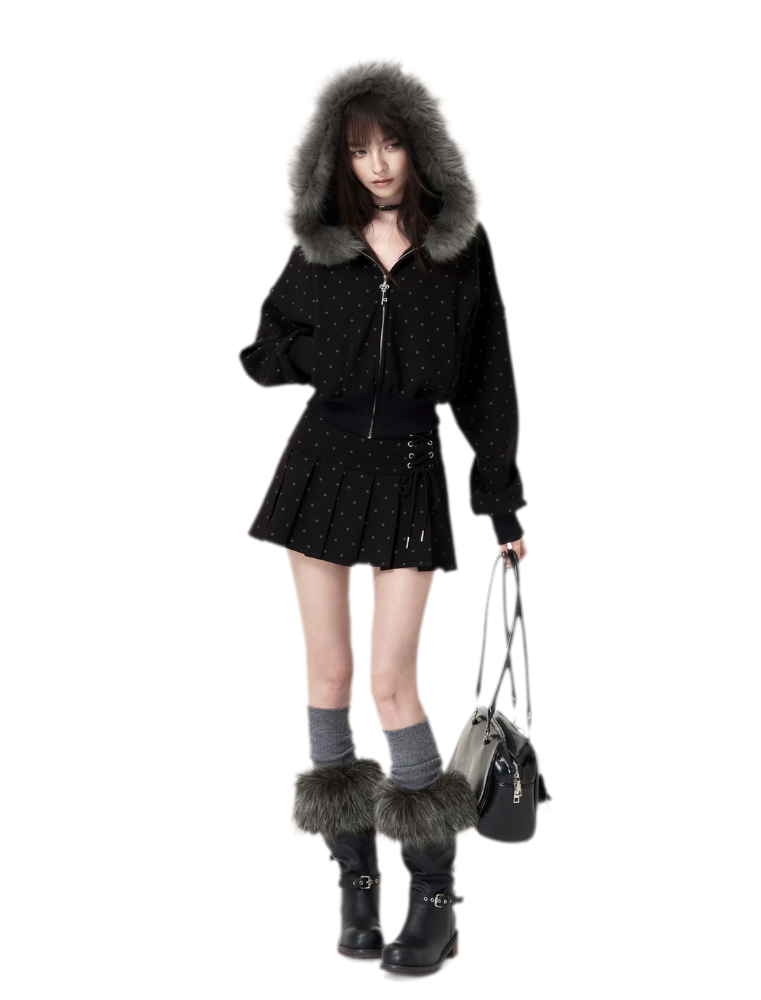 طقم منقّط من الصوف fleece