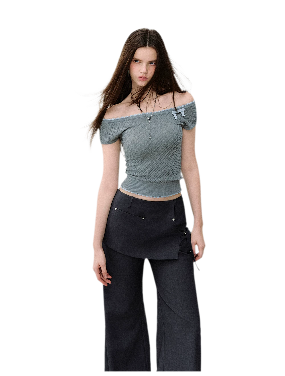 Off-Shoulder Knit Tee