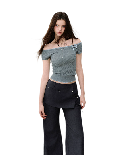 Off-Shoulder Knit Tee