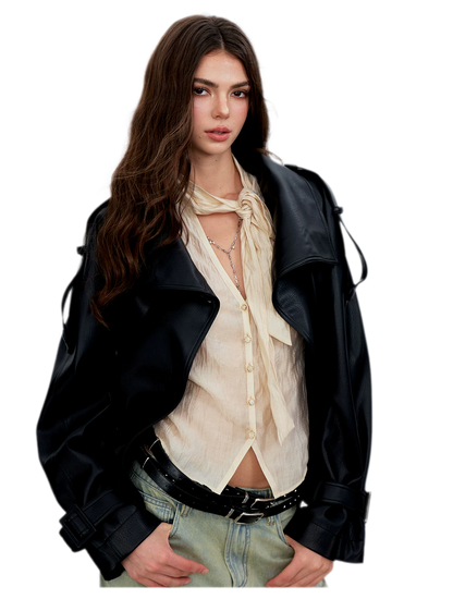 Matte Oversized Faux-Leather Jacket
