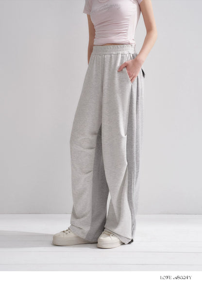 Lyocell Colorblock Drawstring Waist Pants