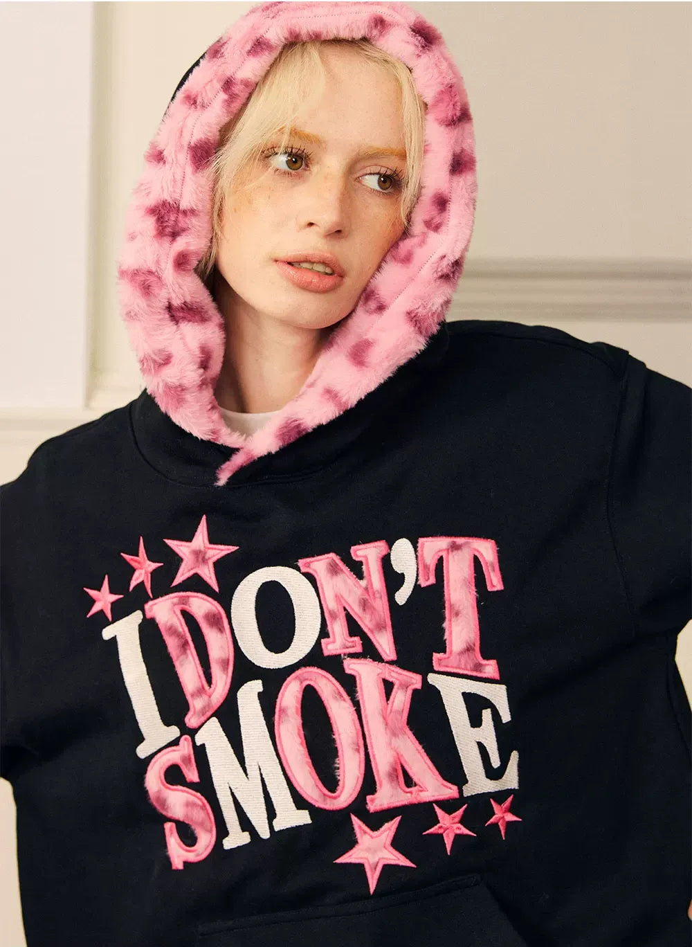 Fleece Faux-Fur Appliqué Hoodie