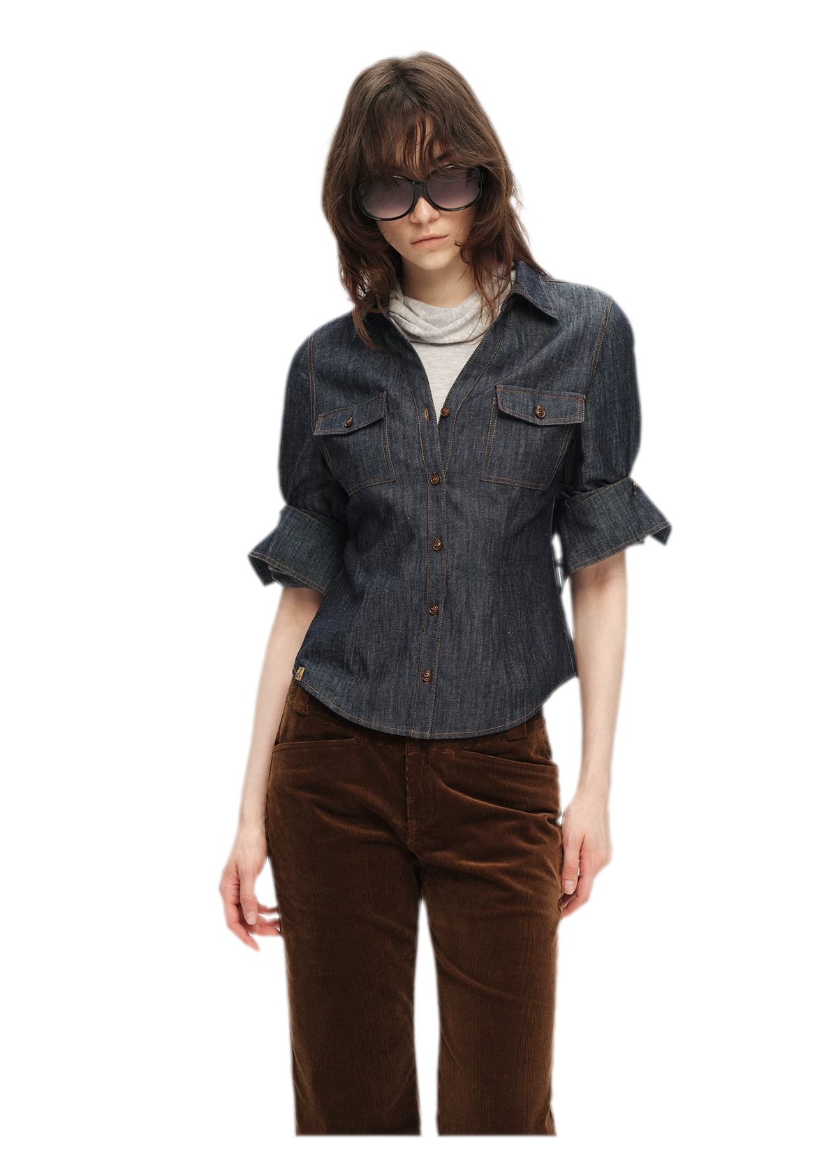 Contrast Stitch V-Neck Shirt